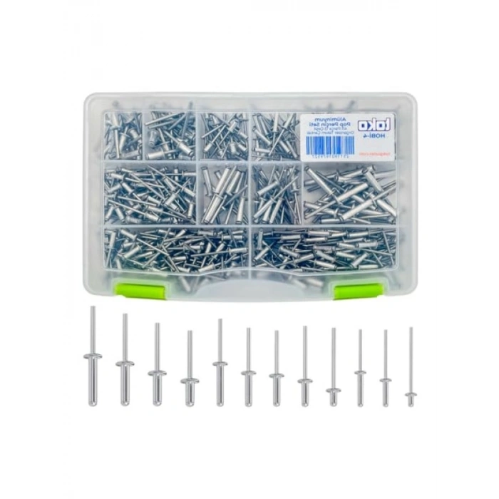 411 Parça Alüminyum Pop Perçin Seti - 13 Çeşit Organizer Takımlı