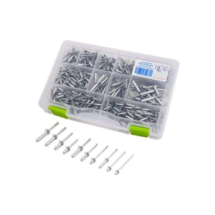 411 Parça Alüminyum Pop Perçin Seti - 13 Çeşit Organizer Takımlı