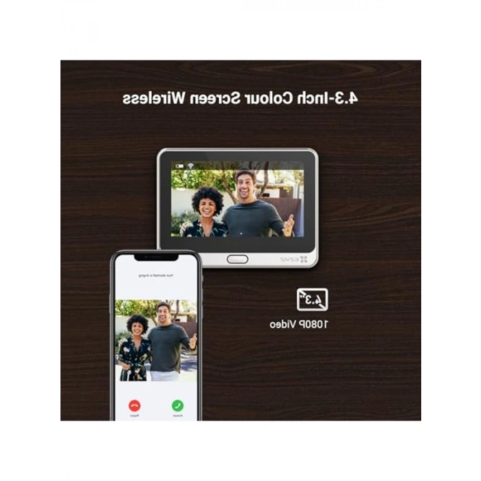 4,3 Inç Ekranlı Kablosuz Video Kapı Zili, PIR Sensörlü