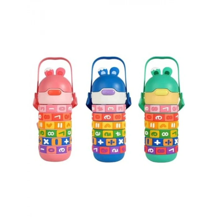 430 ml Kapasiteli Pembe Pipetli Çelik Matara - Taşınabilir
