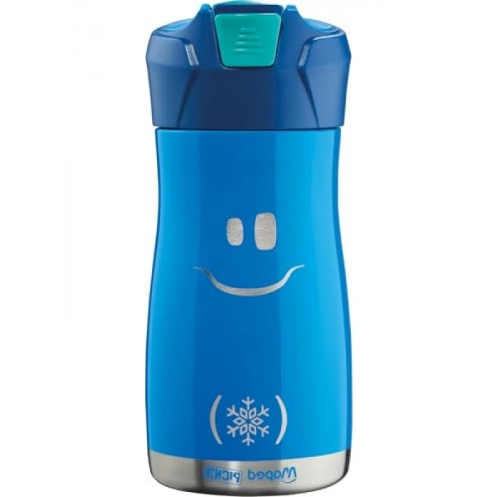 430 ml Mavi Çelik Matara - Gülen Yüz Figürü