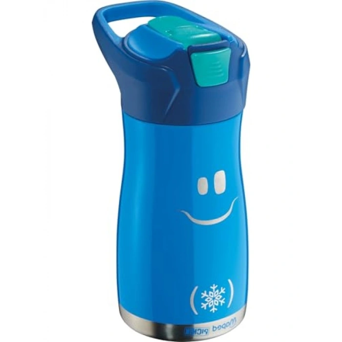 430 ml Mavi Çelik Matara - Gülen Yüz Figürü