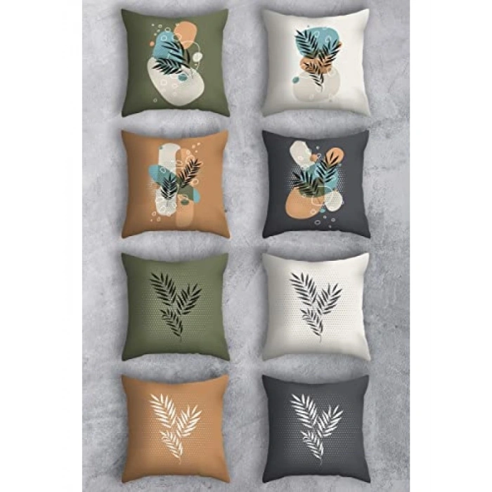 43x43 cm Çift Taraflı Baskılı Kırlent Kılıfı Seti (8 Adet)
