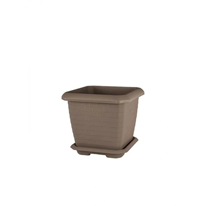 44,2 cm Kare Saksı, 44 Litre Kapasiteli, Tabaklı Tasarım