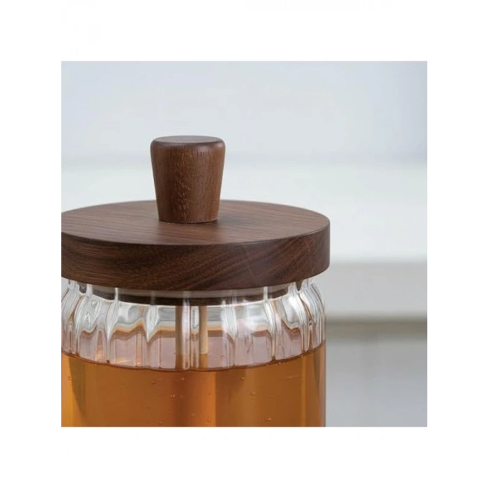 450 ml Kapasiteye Sahip Ahşap Kapaklı Cam Bal Kavanozu