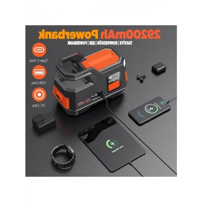 4500A Taşınabilir Jump Starter ve Lastik Şişirme Kompresörü