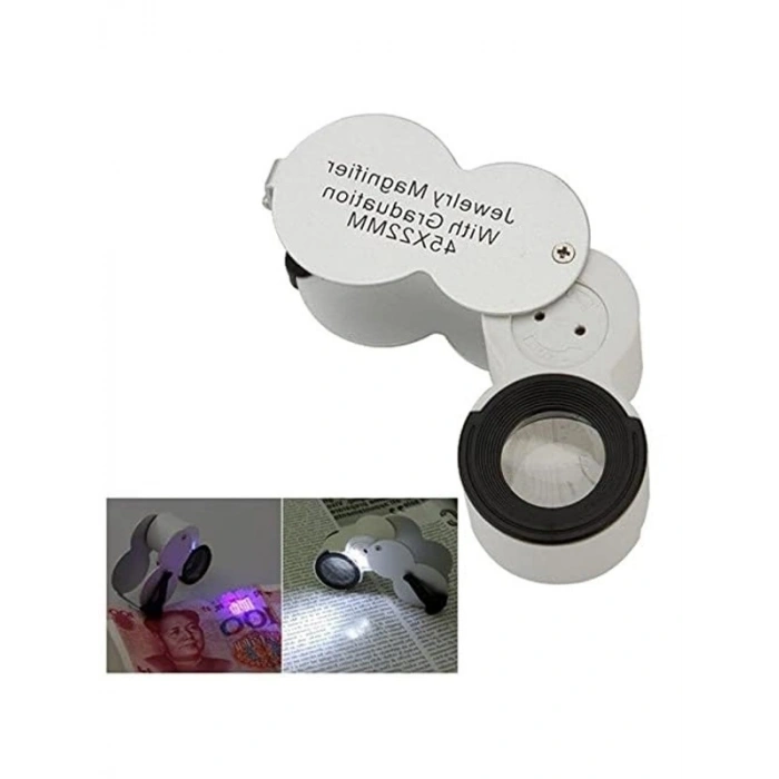 45x22mm Katlanır Ölçekli Optik Lens, 2 Beyaz LED ile