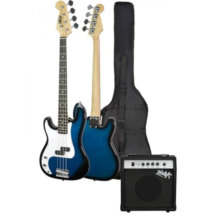 46 inç amfili bas gitar seti, mavi renk seçeneği