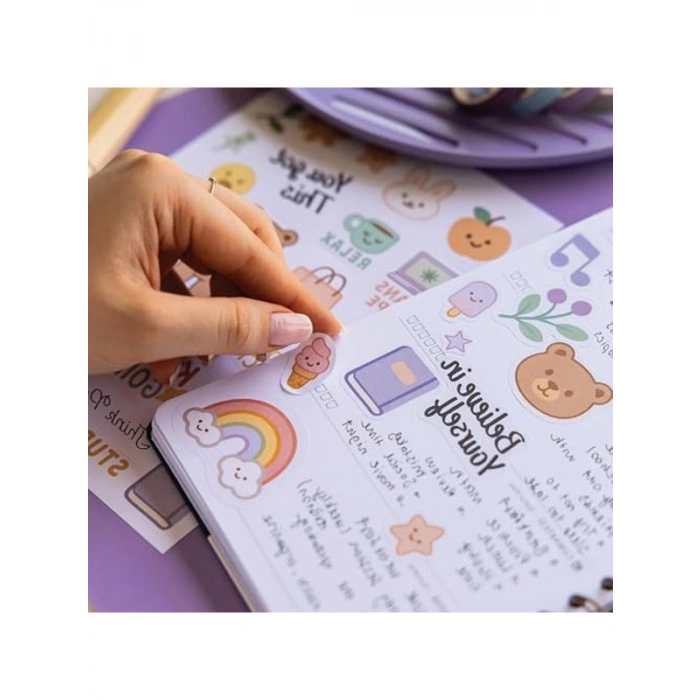 466 Adet Renkli Etiket Defteri, 18 Yaprak A5 Sticker Book