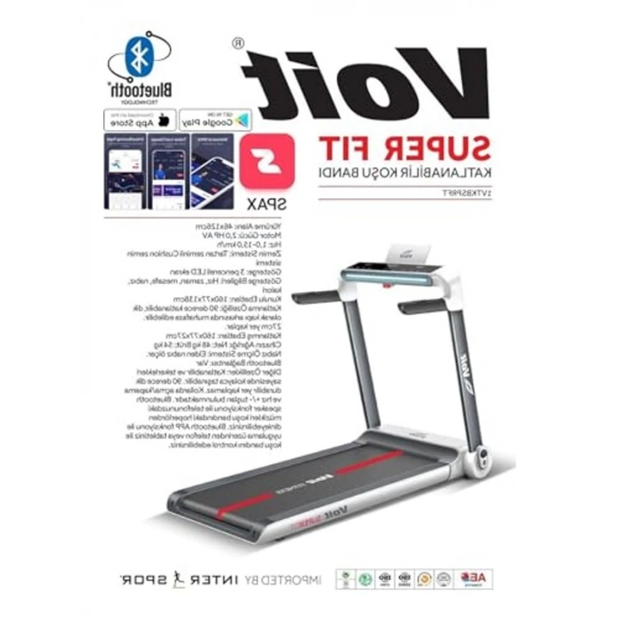 46x126 cm Yürüme Alanına Sahip Katlanabilir Koşu Bandı - LED Ekran ve Bluetooth