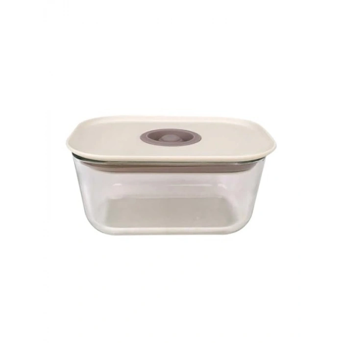 470 ml Kapasiteli Dikdörtgen Saklama Kabı - Bej Renk