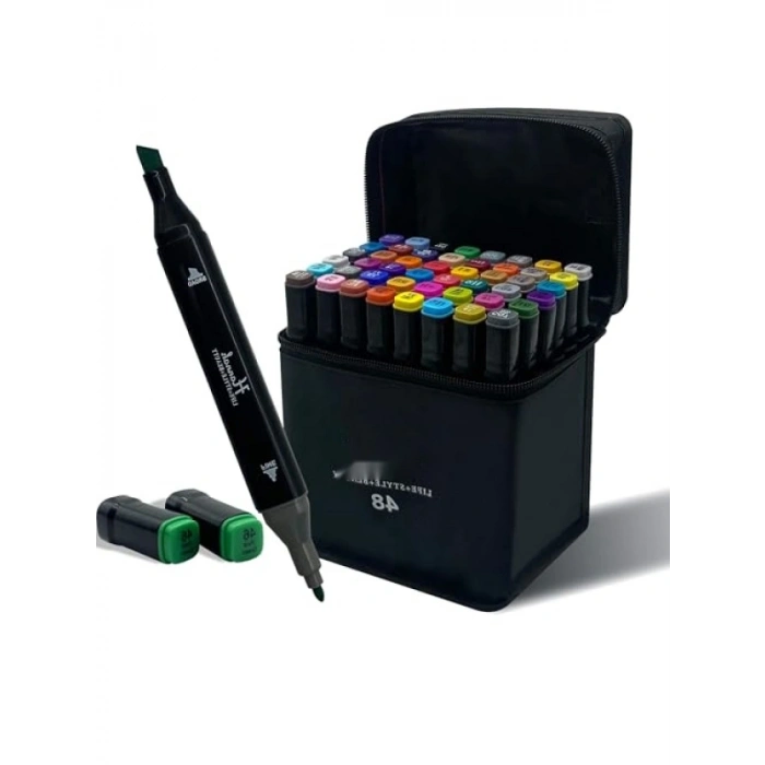 48 Adet Çift Taraflı Marker Boyama Kalem Seti