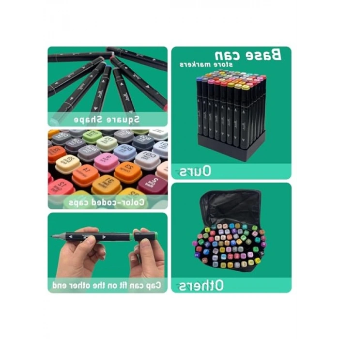 48 Adet Çift Taraflı Marker Boyama Kalem Seti