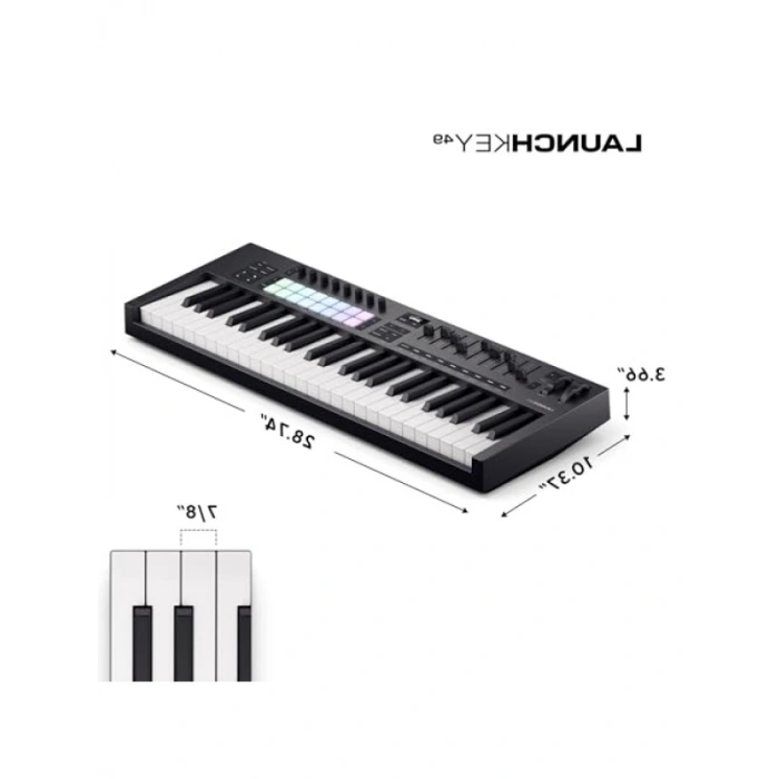 49 Tuşlu Yarı Ağırlıklı USB MIDI Klavye Kontrolörü