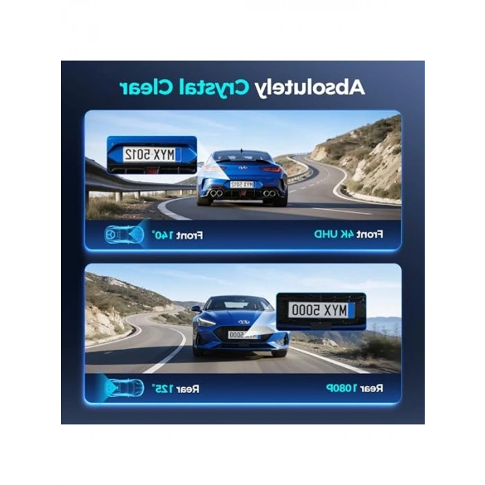 4K Araç İçi Kamera, Wi-Fi ve GPS Özellikli, Dual 2. Nesil