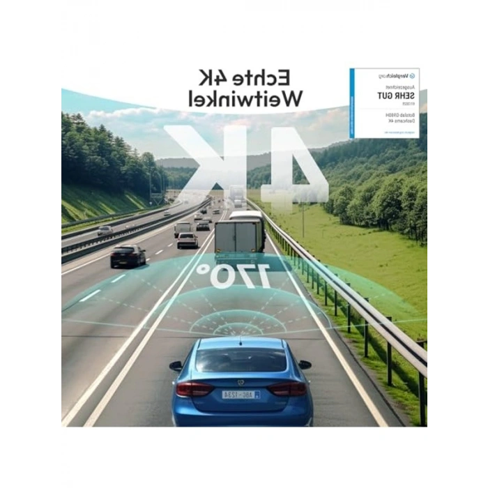 4K Dash Cam Ön ve Arka Kamera, Gece Görüşü, 170° Açı