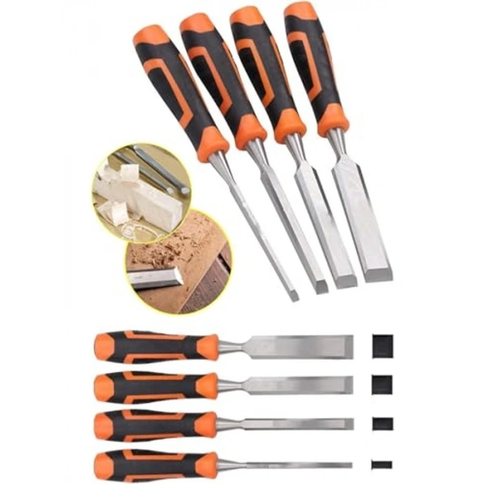 4’lü Ahşap Oyma Keski Seti, 6mm - 24mm, Kaymaz Ergonomik Sap