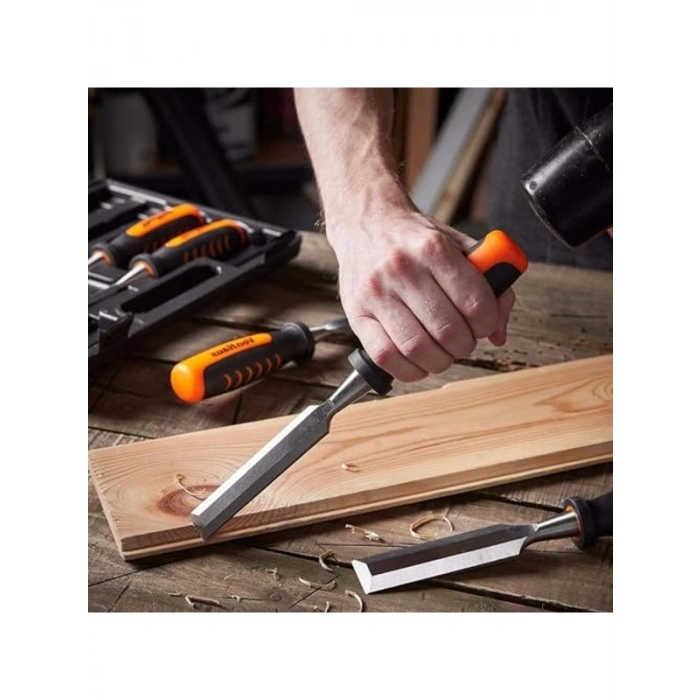 4’lü Ahşap Oyma Keski Seti, 6mm - 24mm, Kaymaz Ergonomik Sap