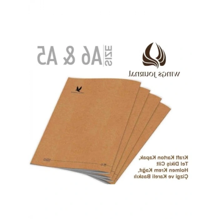 4’lü Kareli Defter Seti, A5, Kraft Kapak, 384 Sayfa