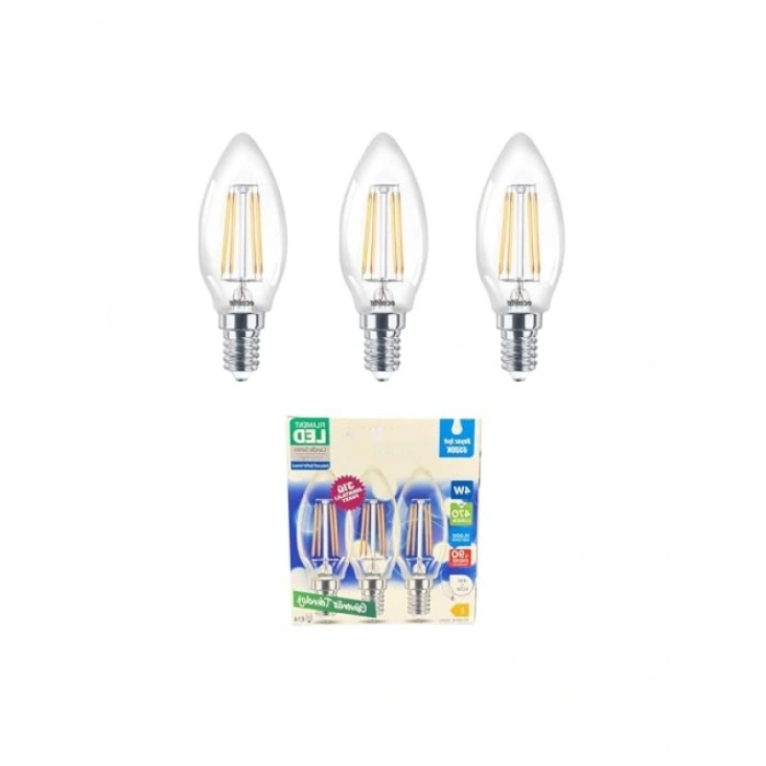4W LED Filament Mum Ampul, E14 Duy, 6500K Beyaz Işık