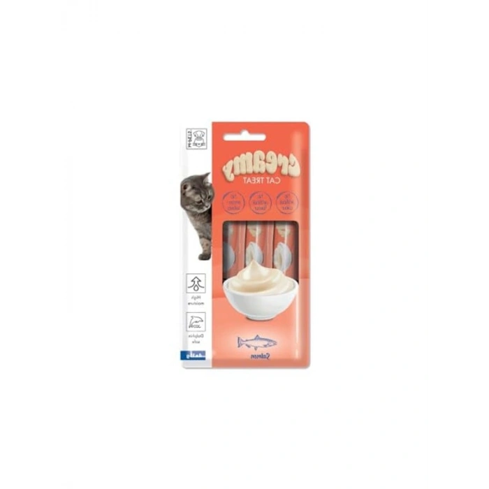 4x15 gram somon balıklı kedi ödülü, kremsi lezzet