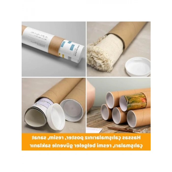 5 Adet Kapaklı Silindir Karton Kutu (60 cm)