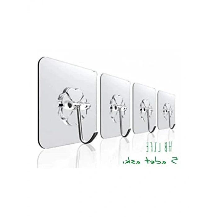 5 Adet Kendinden Yapışkanlı Kapı Duvar Askısı, 6x6 cm