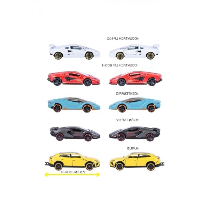 5 Adet Lamborghini Araç Seti - 7,5 cm, Koleksiyonluk Döküm Metal