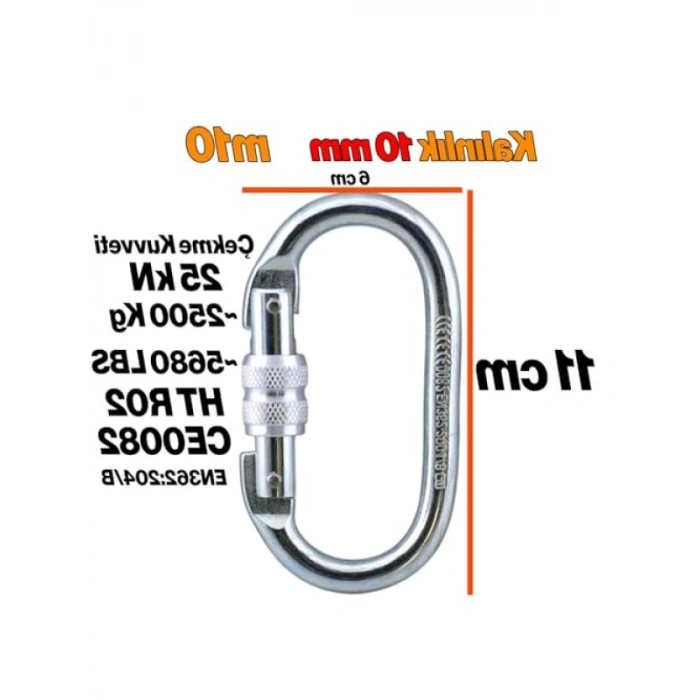 5 Adet Paslanmaz Çelik Kilitli Oval Karabina Kanca