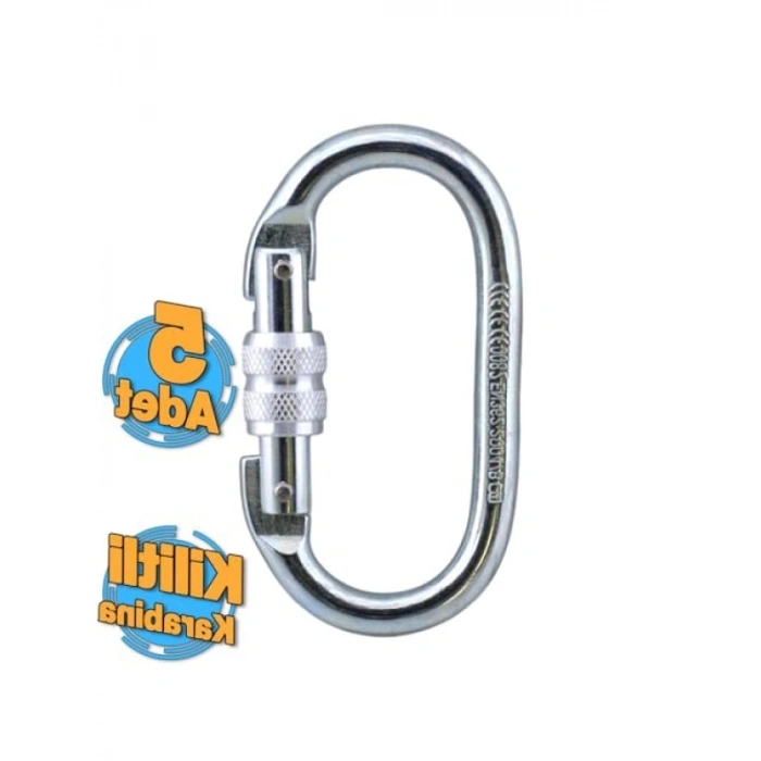 5 Adet Paslanmaz Çelik Kilitli Oval Karabina Kanca