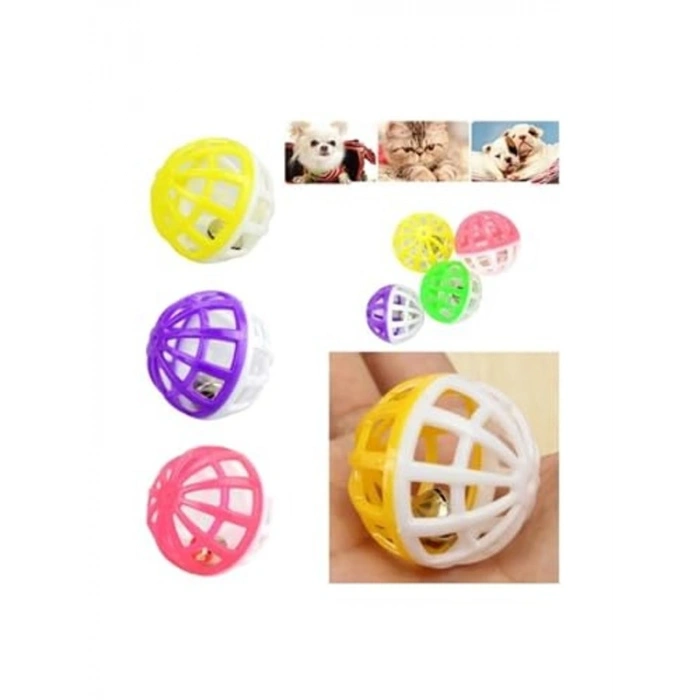 5 Adet Renkli Evcil Hayvan Oyun Topu, Çıngıraklı 4 cm