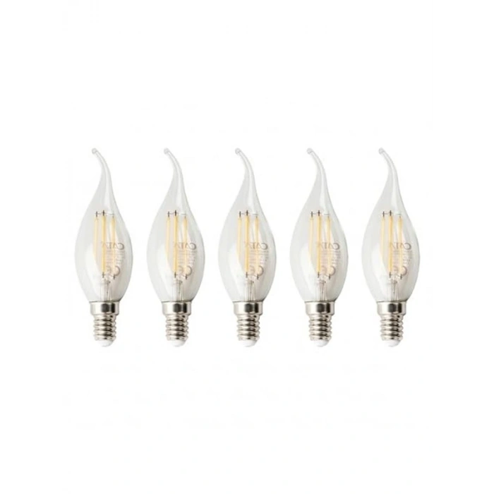 5 Adet Şeffaf Filament LED Ampul, 4W Güç ve E14 Duy ile Uyumlu
