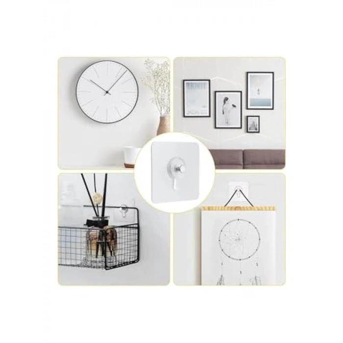 5 Adet Şeffaf Yapışkanlı Duvar Tablo Askısı