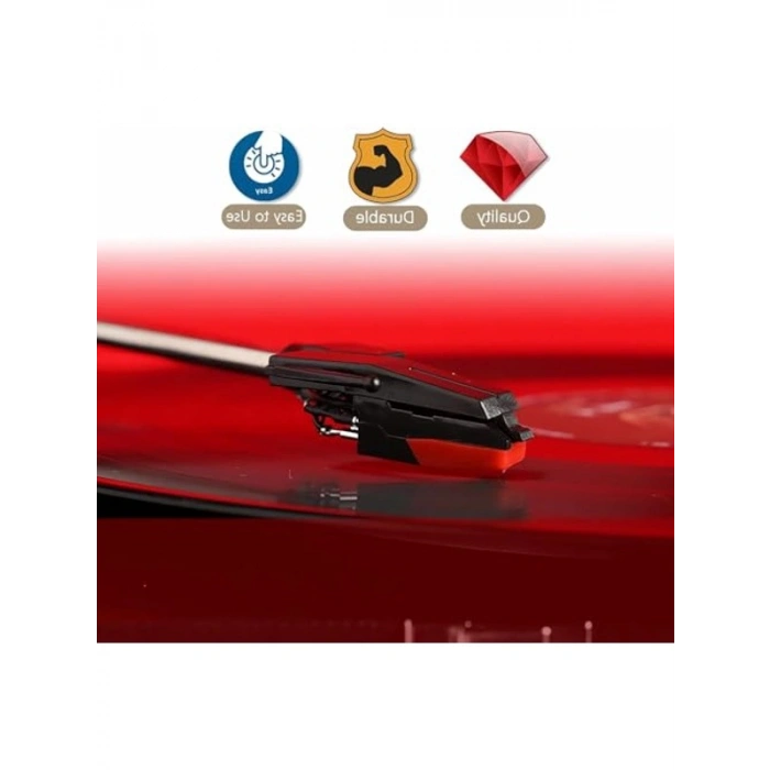 5 adet yedek gramofon iğnesi, yakut uç ve alüminyum konsol