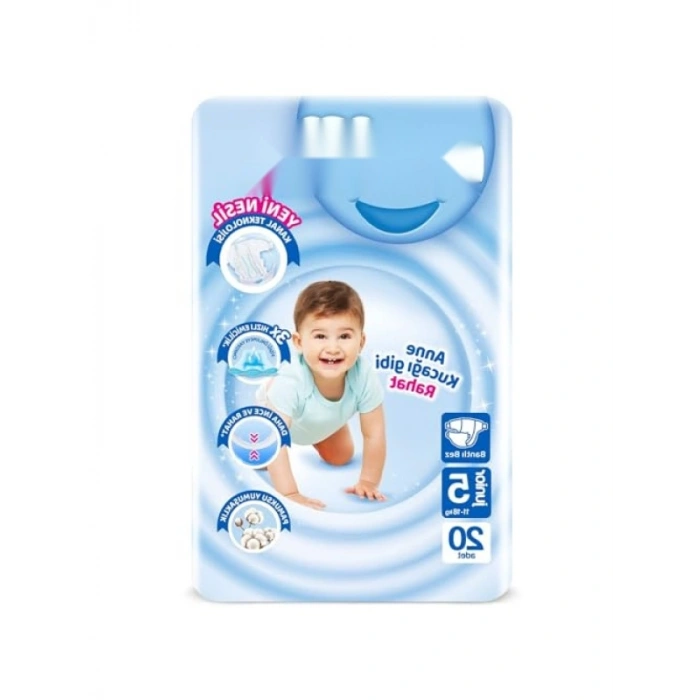 5 Beden Bantlı Bebek Bezi - 20 Adet Yumuşak ve Esnek