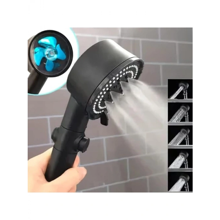 5 Fonksiyonlu Duş Başlığı, El Duşu, Siyah