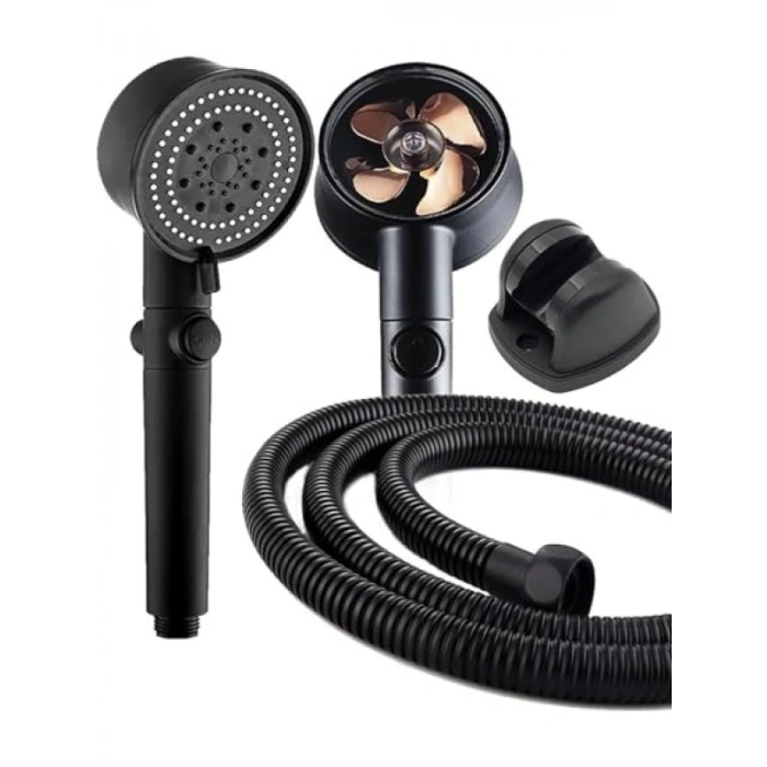 5 Fonksiyonlu Siyah Turbo Fan Duş Seti