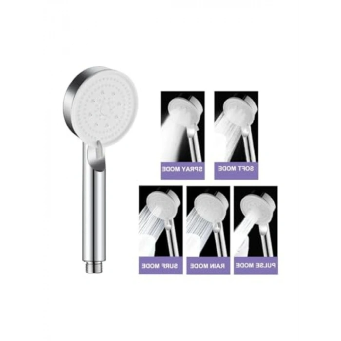 5 Fonksiyonlu Yüksek Basınçlı Duş Başlığı, 150 cm Hortum