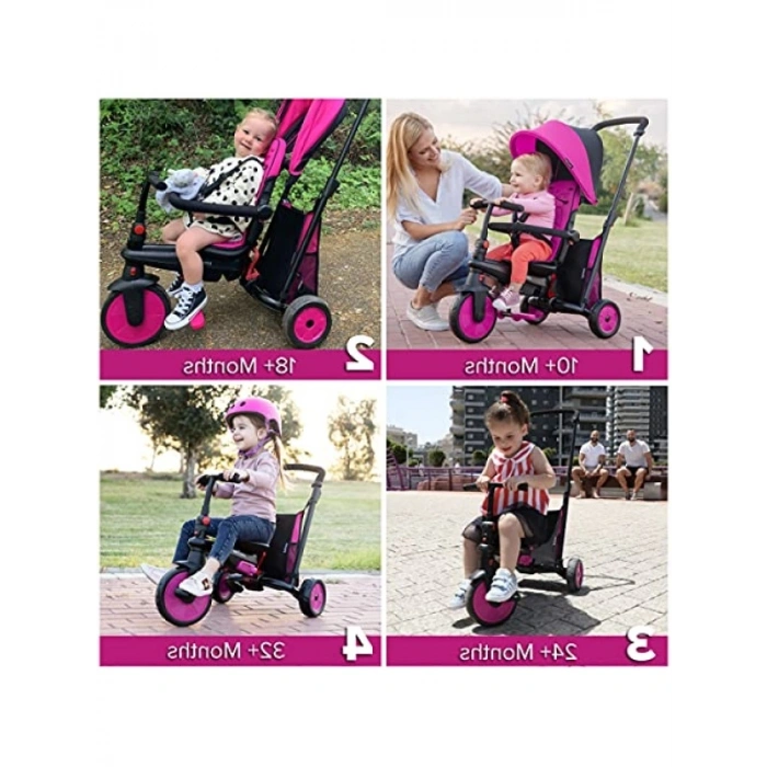 5in 1 Arada Modüler Bebek Arabası ve Üç Tekerlekli Bisiklet - Pembe