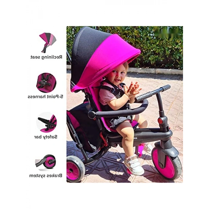 5in 1 Arada Modüler Bebek Arabası ve Üç Tekerlekli Bisiklet - Pembe