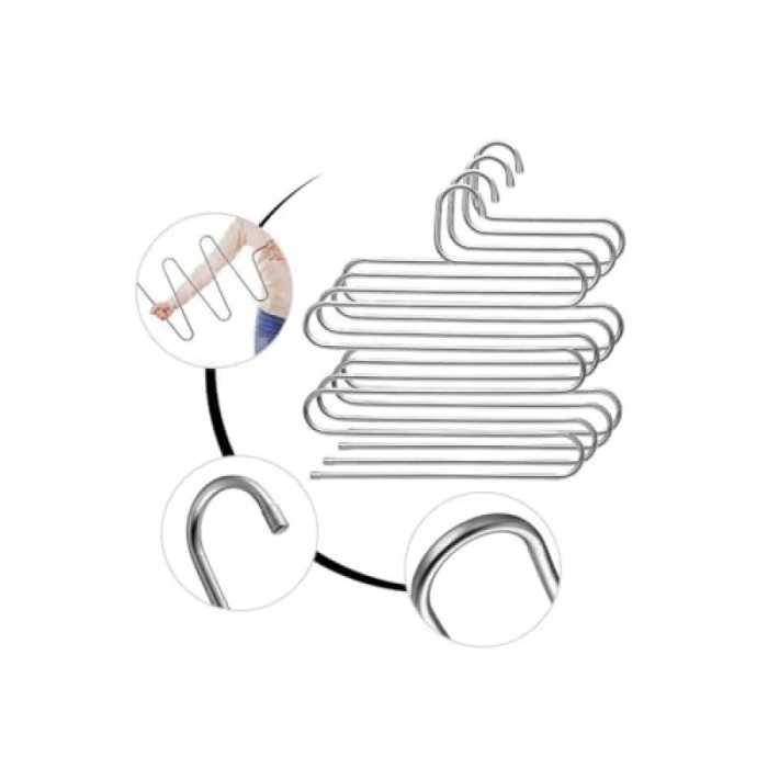 5 Katlı Metal Pantolon Askısı - 3 Adet, Ergonomik Tasarım