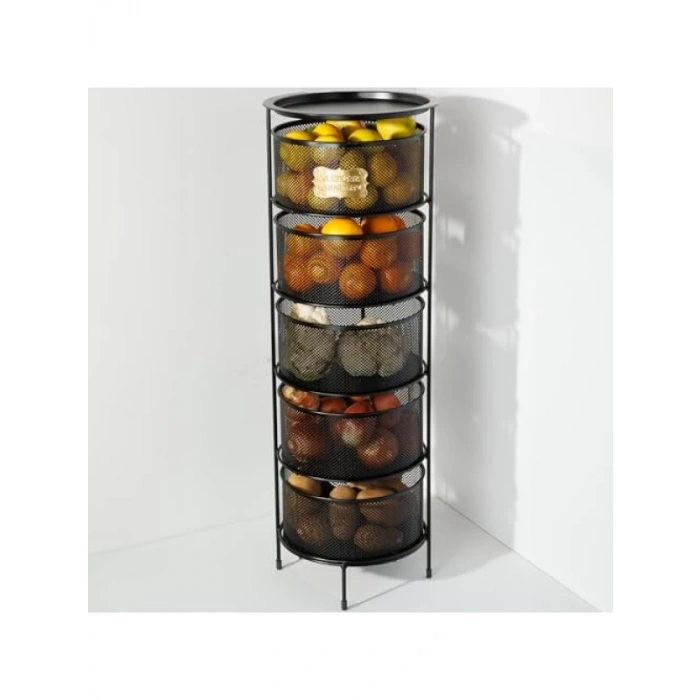 5 Katlı Paslanmaz Metal Sebzelik - 94 cm Yükseklik