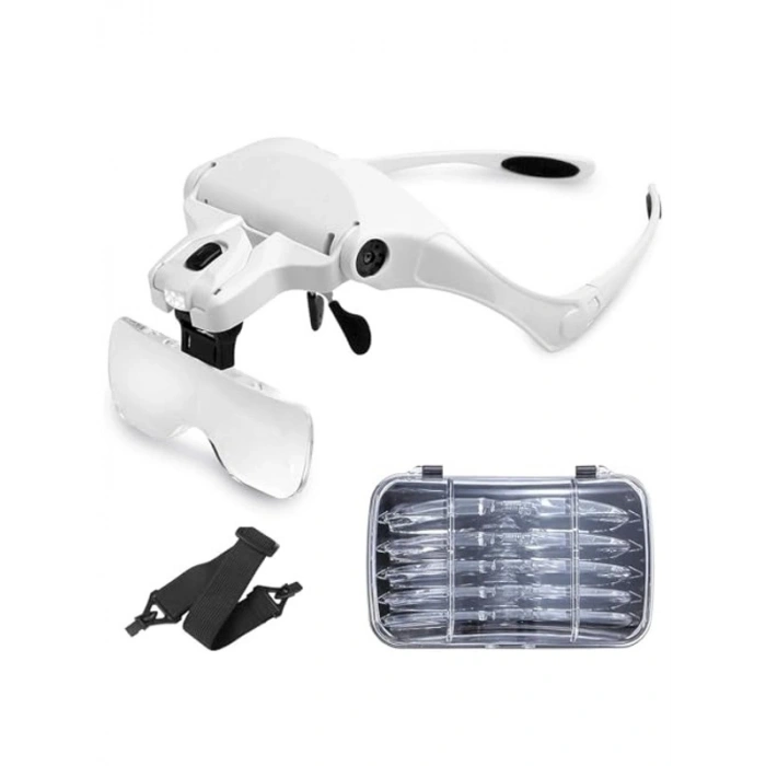 5 Lensli LED Işıklı Büyüteç Gözlük, Tekrar Kullanılabilir, Ergonomik
