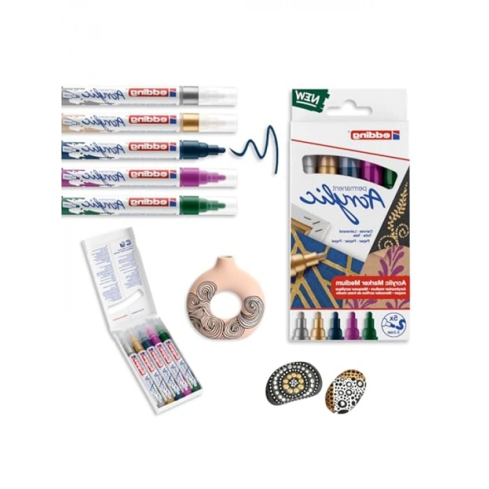 5li Akrilik Markör Seti - Metalik Renkler