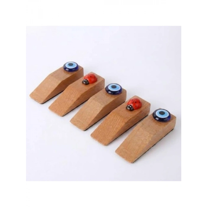 5li Figürlü Ahşap Kapı Stoperi, Kaymaz Zemin Tutucu, Dekoratif Tasarım, Asorti Set