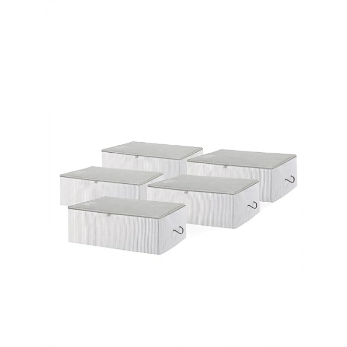 5li Orta Boy Çizgili Gri Hurç Seti