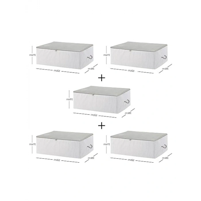 5li Orta Boy Çizgili Gri Hurç Seti