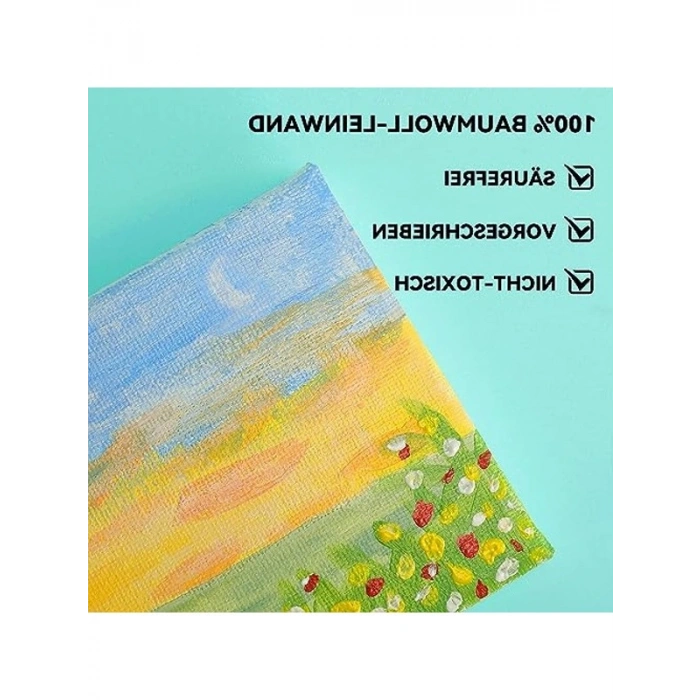 5li Pamuk Tuval Seti, 20x20 cm, Akrilik ve Sulu Boya için