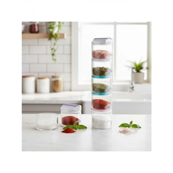 5li Renkli Baharatlık Seti - Akrilik Tasarım
