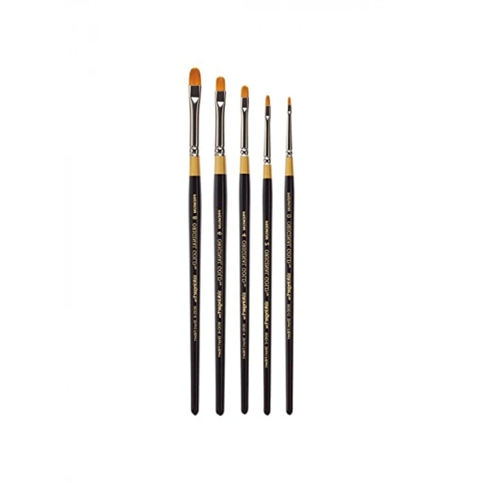 5li Set Premium Golden Taklon Boya Fırçaları, Kısa Filbert